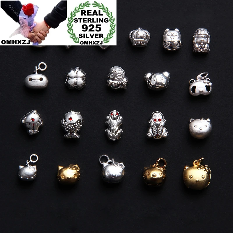

OMHXZJ Wholesale ZB548 DIY Jewelry Making Accessories Findings Components Bracelet Necklace 925 Sterling Silver Pendant Charm