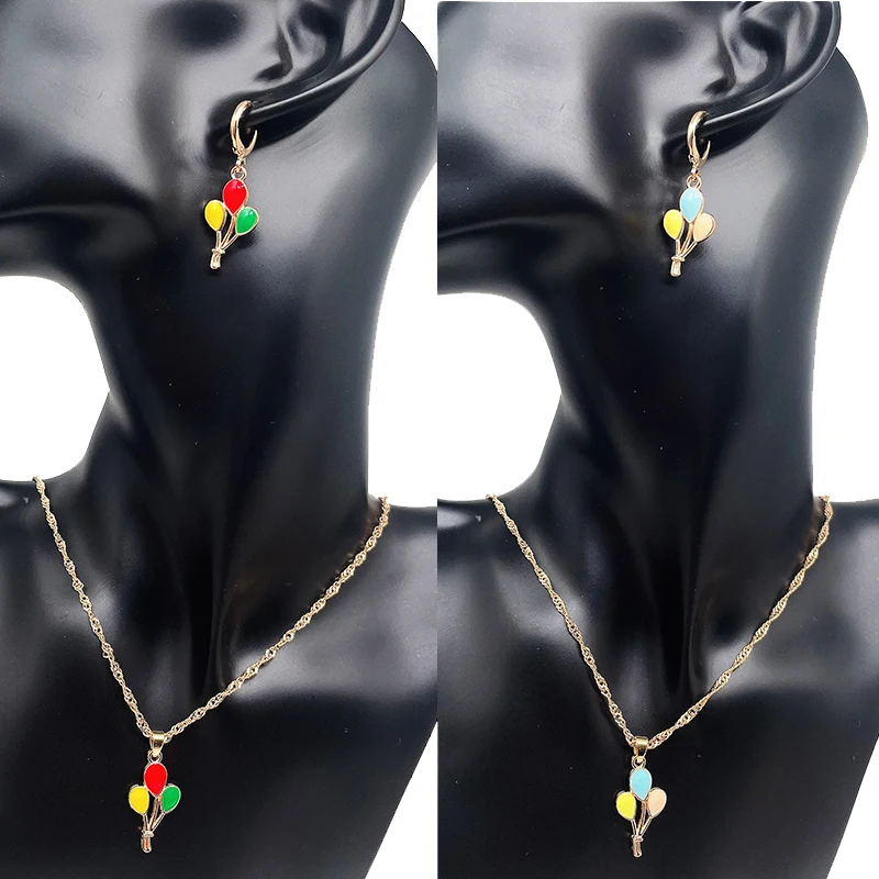 

2021 Fashion Trend Sweet Colorful Balloon Charms Necklace Statement Girlfriend Gift Cute Adjustable Enamel Alloy Necklace