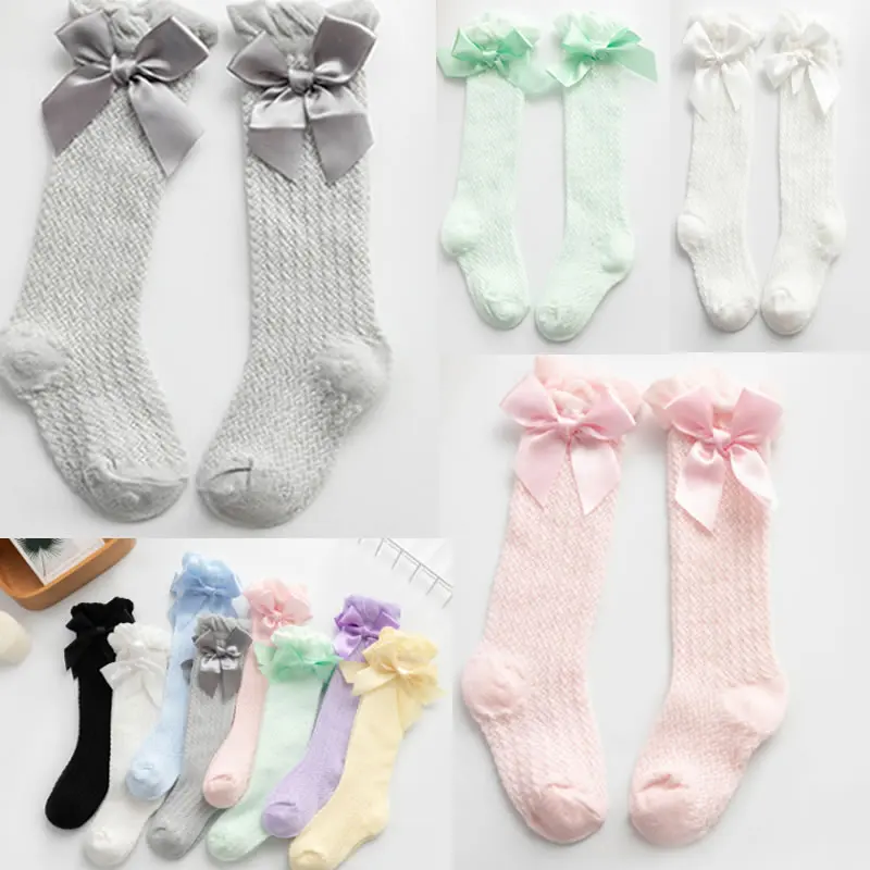 

Children's Socks Mesh Bow Baby's Socks Summer Thin Anti-Mosquito Socks Bubble Mouth Vertical Striped Mesh Socks