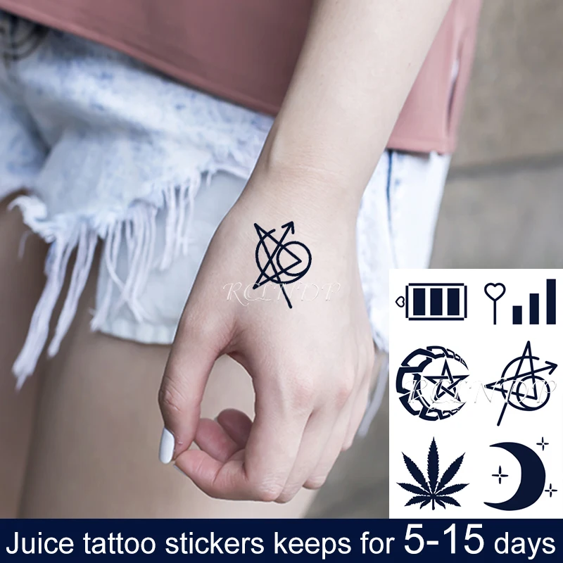 Водостойкая временная татуировка-наклейка с Луной звездой любовным сердцем