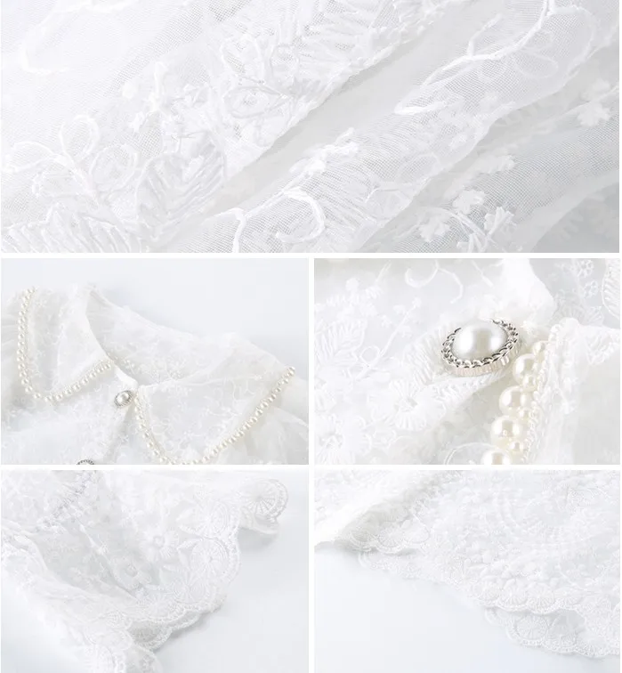 Женская блузка с оборками и жемчугом в винтажном стиле | одежда