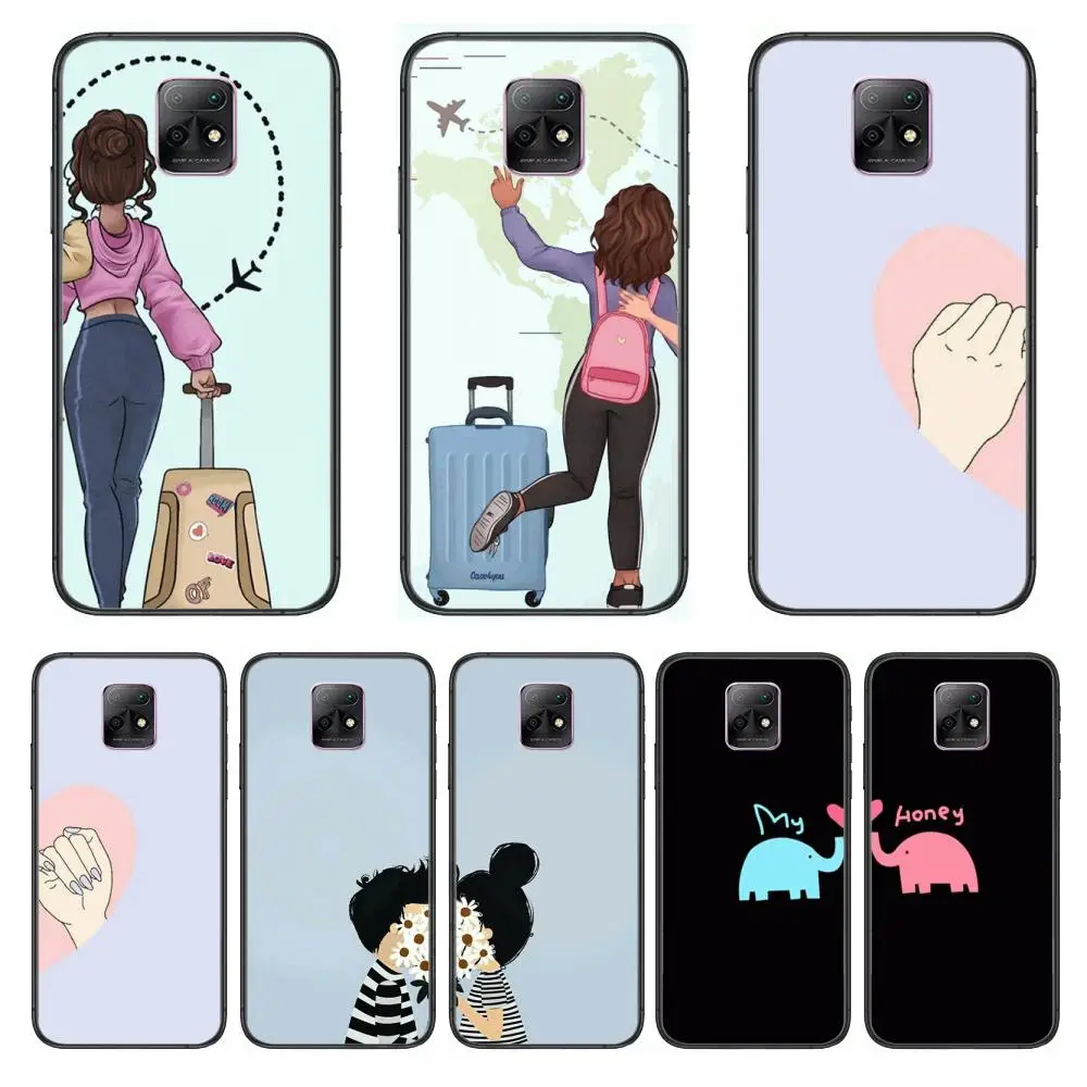 

Lovers friendship case Phone Case For XiaoMi Redmi 10X 9 8 7 6 5 A Pro S2 K20 T 5G Y1 Anime Black Cover Silicone Back Pretty