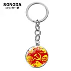SONGDA СССР, красного цвета с рисунком звездочки серп молот брелок для ключей со значком CCCP РОССИИ эмблема коммунизма Стекло драгоценный камень художественный Амулет брелок автомобильный брелок для ключей