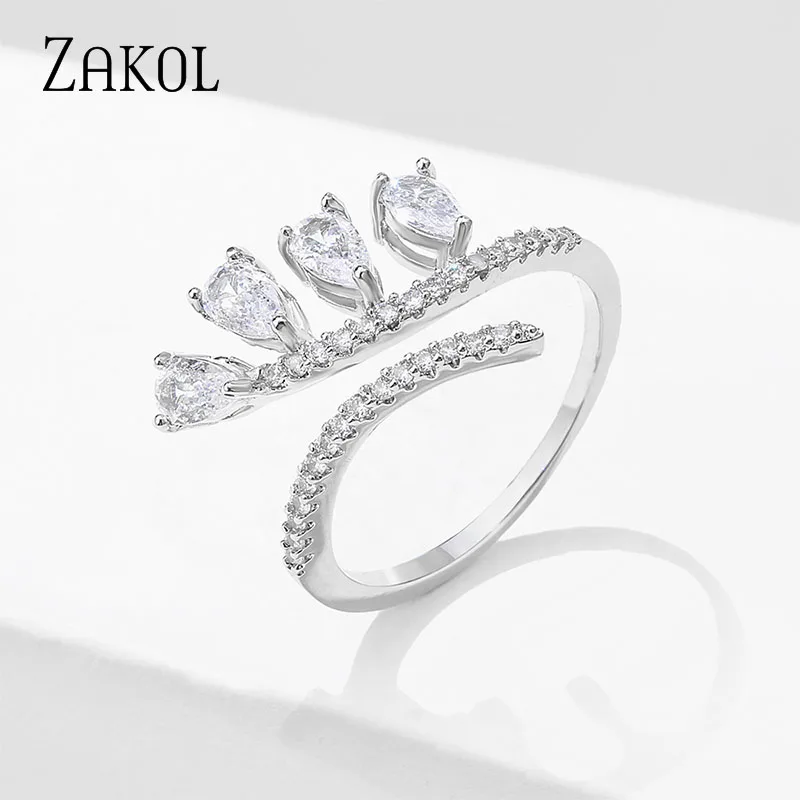 

ZAKOL великолепные изящные вечерние женские кольца с ярким кристаллом AAA CZ роскошный женский Подарок на годовщину в виде колец Свадебные коль...