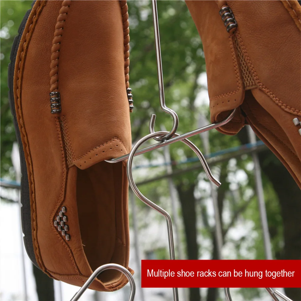 

Hanging Hook Rack Multifunction Stackable Shoe Drying Hanger Stainless Steel Footwear Storage Hanging Organizer Stand 5pcs Shoes