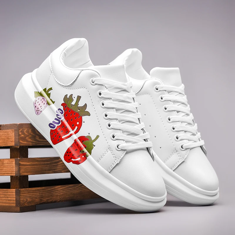 

Big Size 35-43 Women Sneakers 2021 Fashion Cartoon Anime Design Platform Casual Ladies Shoes White Stitch Boojiboo Girls Shoes