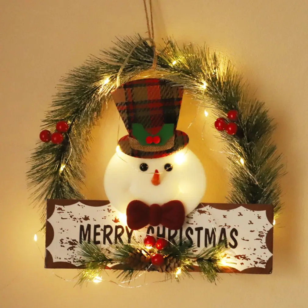 

Рождественский светодиодный венок, украшения в виде Санта-Клауса, лося, гирлянда «сделай сам», украшение на Рождество, Новый год 2022