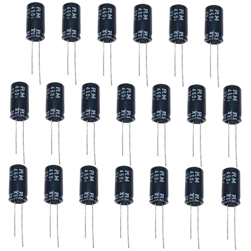 

20x Aluminum Electrolytic Capacitor 85 Degree Polarized Capacitors 22uf 450V Fit for Tube Amplifier Car Vehicle