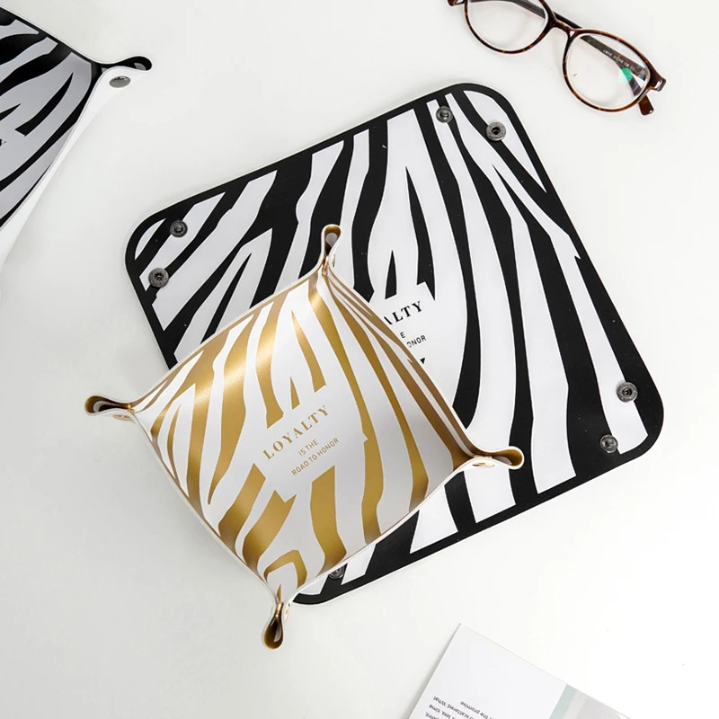 

New Popular Home Office Desk Organizer Entrance Leather Cosmetic Desktop Storage Tray Trinket Dish Sundries Plate Key Holder