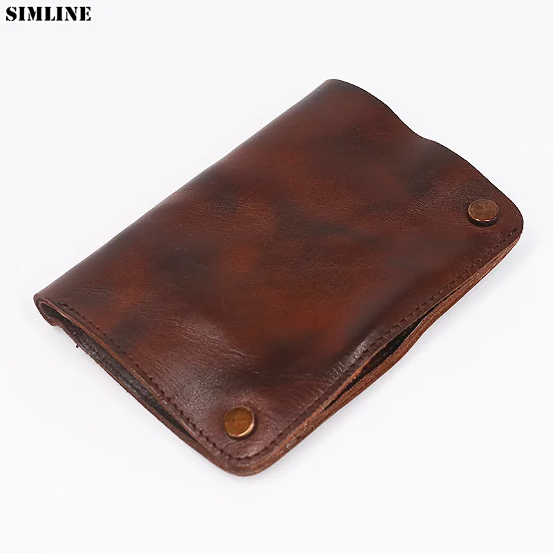 Кошелек SIMLINE из 2021 натуральной кожи для мужчин и женщин винтажный короткий