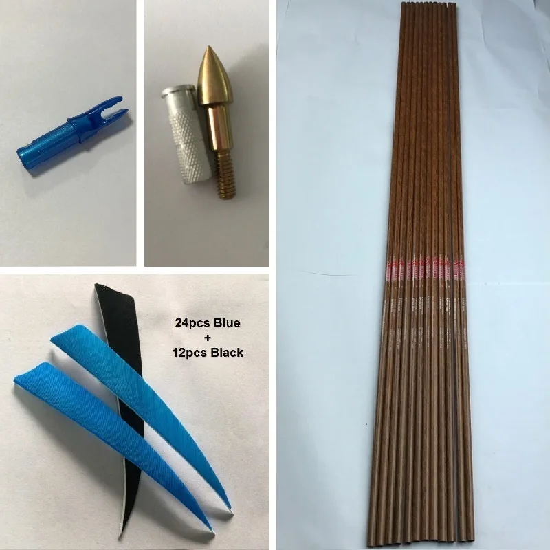 12 шт. стержни для стрел 600 32 дюйма из чистого углеродного волокна вставки точек