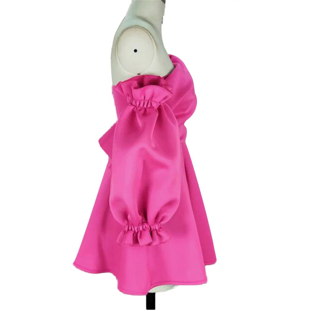 Party Dress Mini Sexy Pleated Puff Sleeve One Shoulder Spaghetti Strap Women Backless Clubwear Dinner Night Christmas Tunics | Женская