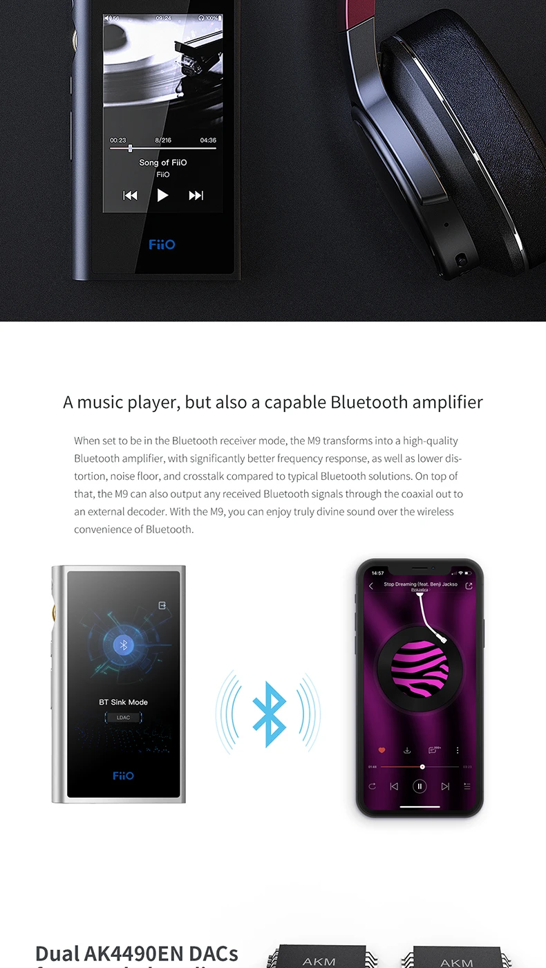 FiiO Android-based M9 HIFI музыкальный MP3-плеер с сбалансированным выходом/поддержкой wifi/Air Play Bluetooth 4,2 aptx-HD/LDAC DSD128 USB DAC