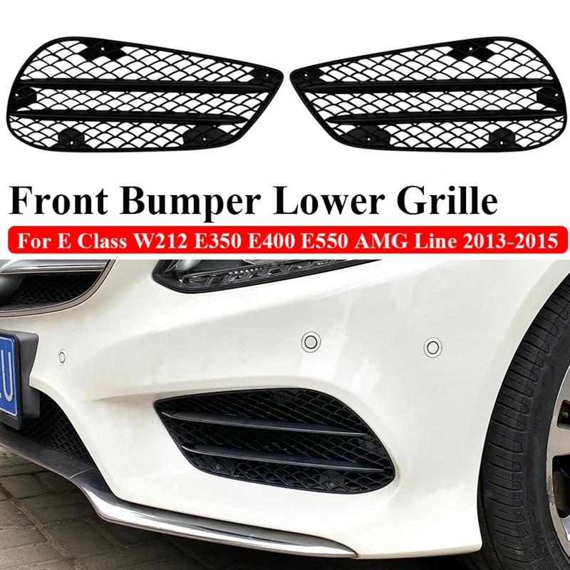

Front Bumper Lower Grille Fog Light Cover with Splitter Spoiler for Benz E Class W212 E350 E400 E550 AMG Line 2013-2015
