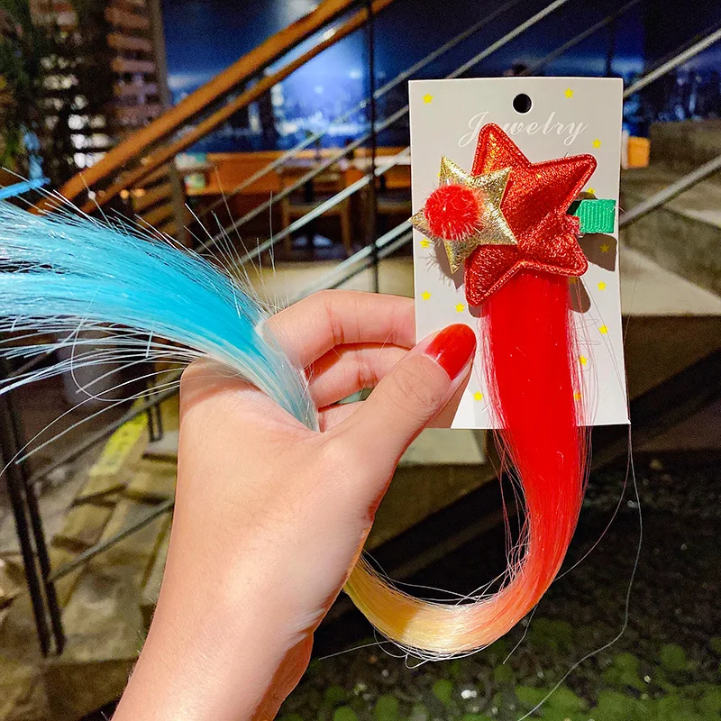 

New Year Christmas Tree Headdress Elk Hair Clip Bow Star Santa Claus Braid Rope Hair Accessories for Girl Kids Hairpin Snowflake