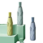 Складной УФ-зонт с защитой от дождя и солнца, 3-ступенчатый зонтик с 8 ребрами, Зеленый Желтый Розовый Синий, Женский уличный