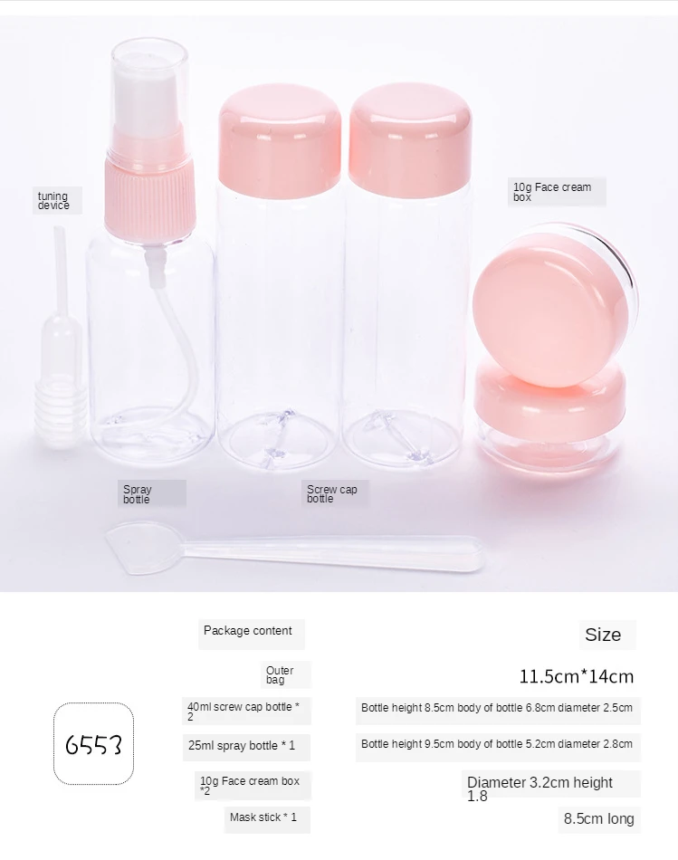 

7pc/Set Travel Mini Makeup Cosmetic Face Cream Pot Bottles Plastic Transparent Empty Make Up Container Bottle Travel Accessorie