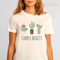summer tops beauty cactus t shirt for clothing kpop harajuku cute plants tshirt kawaii vintage t shirt women 2021 tumblr