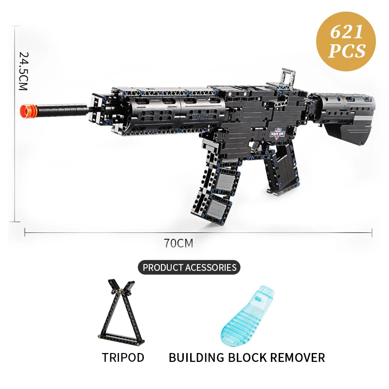 621 шт. DIY M4A1 карабин прорезиненная модель пистолета строительный блок военная