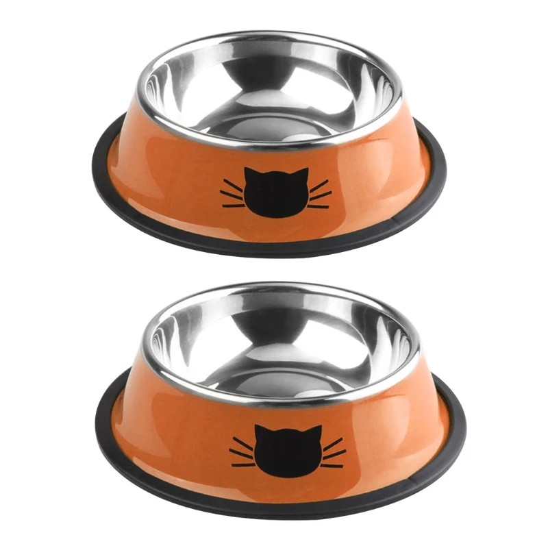 

2Pcs Stainless Steel Cat Food Dish Bowls Shallow Cat Neater Feeder Extra Replacement Metal Foods Water Dishes Small Cats T21C