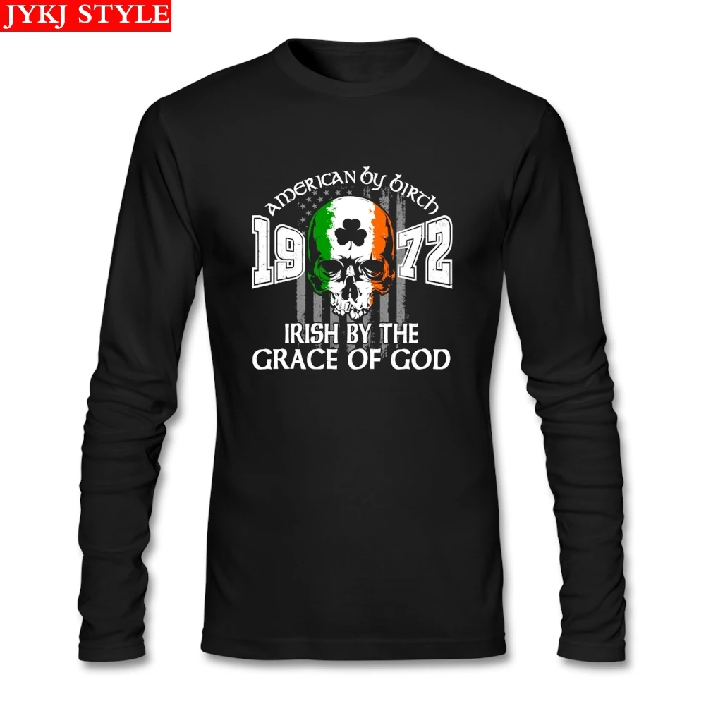 1972 футболка с мотивом ирландской грации Бога футболки на заказ длинным рукавом