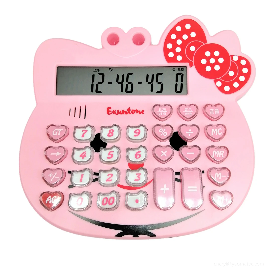 Большой мультяшный Симпатичный розовый Кот голова голосовой номер калькулятор