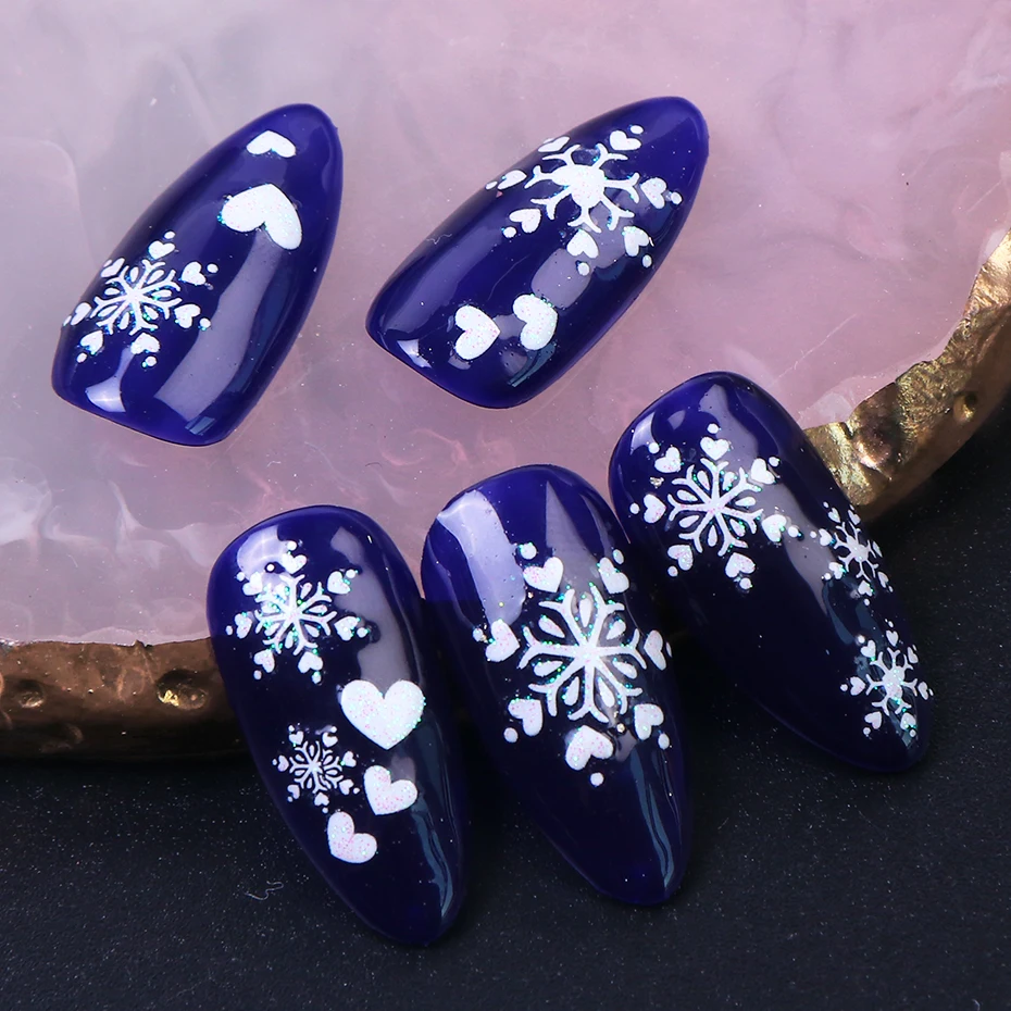 1 лист Рождество Снежинка стикеры 3D на ногти Nail Art прекрасный кот наклейки украшения рукоделие Маникюр Красота талисманы ногтей ползунки LAXF249-1
