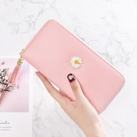 kawaii little daisy tassel designer wristlet wallet phone purse bag strap women 2021 long avec porte chequier portafoglio donna