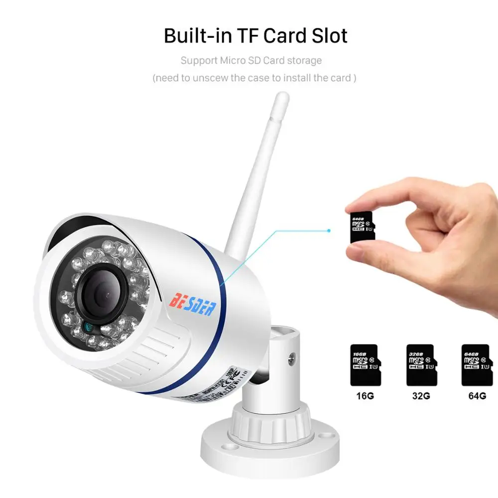 Besder iCsee ONVIF аудио IP камера 1080P 720P Беспроводная Проводная P2P сигнализация CCTV Bullet наружная Wifi камера со слотом для SD карты Макс 64G