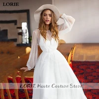 lorie a line beach wedding dress puff sleeve sweep dot tulle bridal dress custom made princess wedding gowns boho plus size