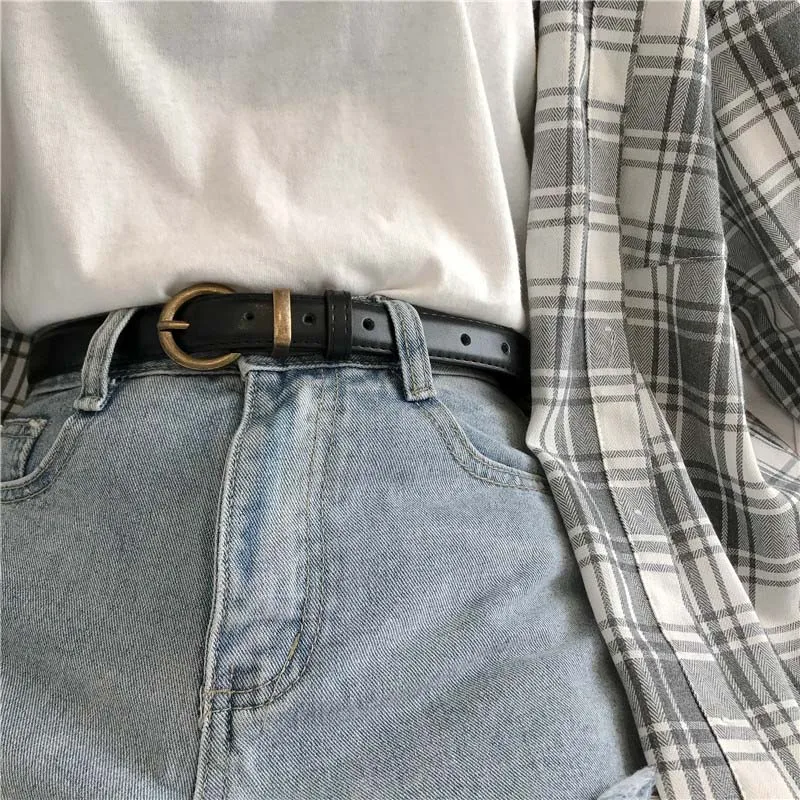 Ремень Minglilong Женский тонкий простой ретро-ремень с пряжкой в Корейском стиле