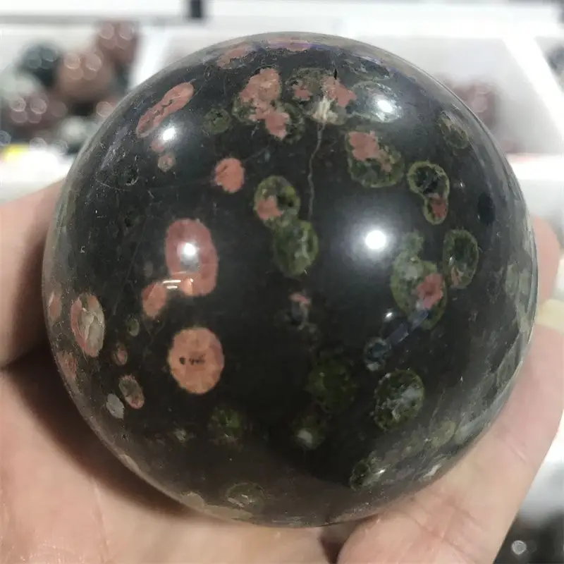 

Natural plum blossom jasper sphere crystal stone ball energy healing quartz stone for decoration
