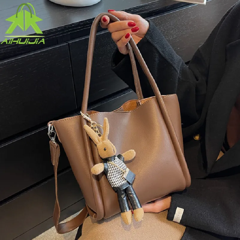 

Vintage PU Leather Messenger Bag For Women 2021 New High Capacity Shoulder Bag Female Solid Color Travel Handbag Son-mother Bags