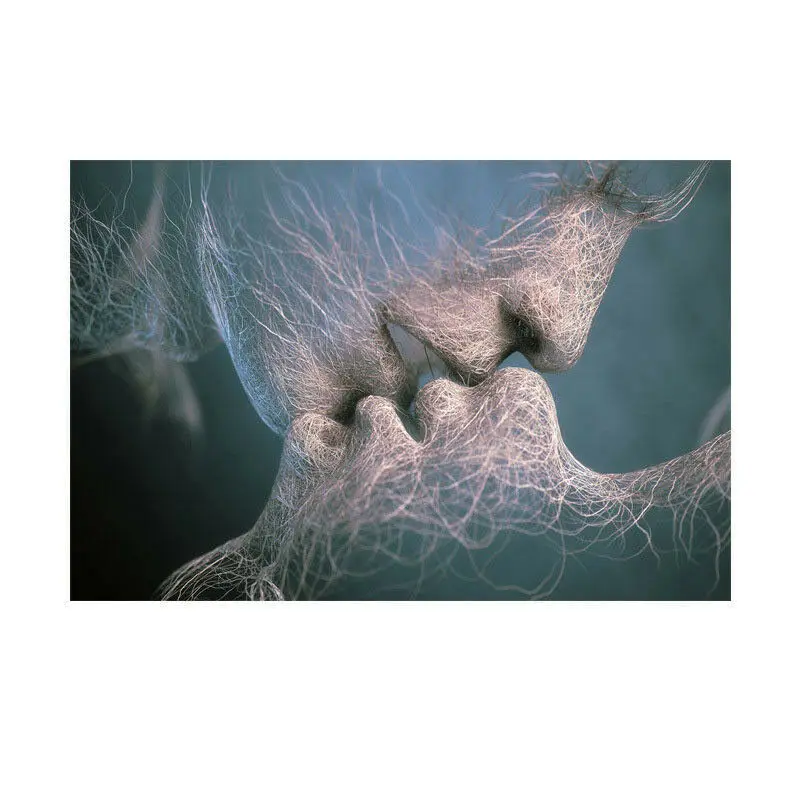 Креативная черно-белая поцелуй любви абстрактное искусство на холсте масляная