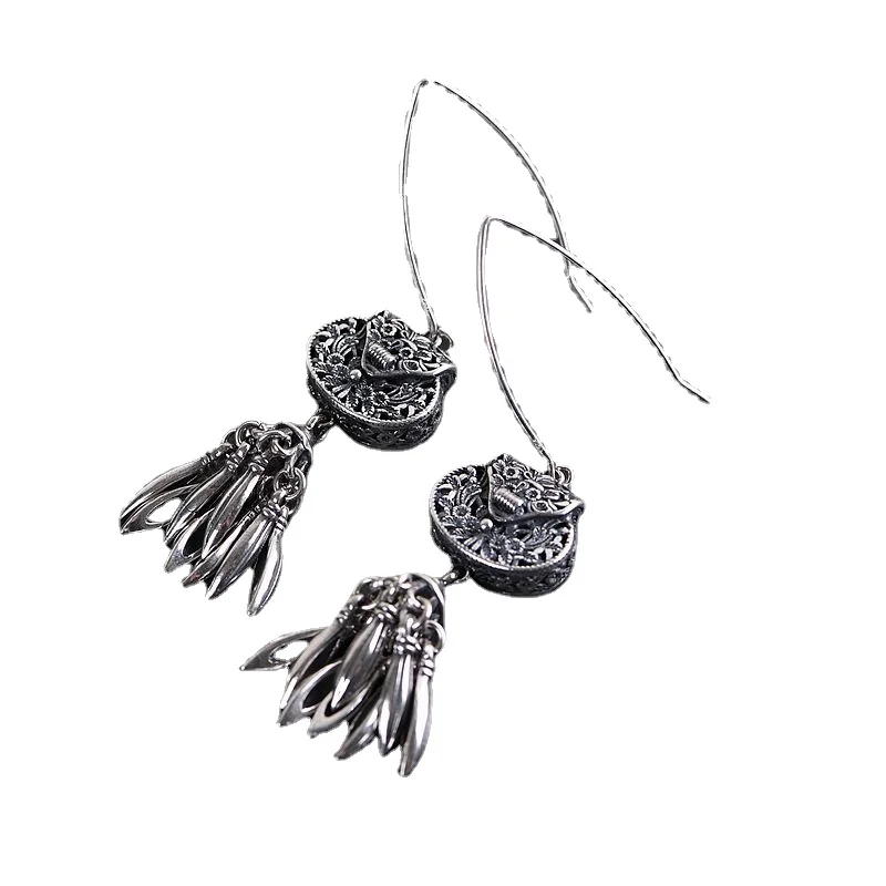 

women's hollowed out Tassel Earrings, S925 sterling silver, women's Retro Tassel Earrings, earrings