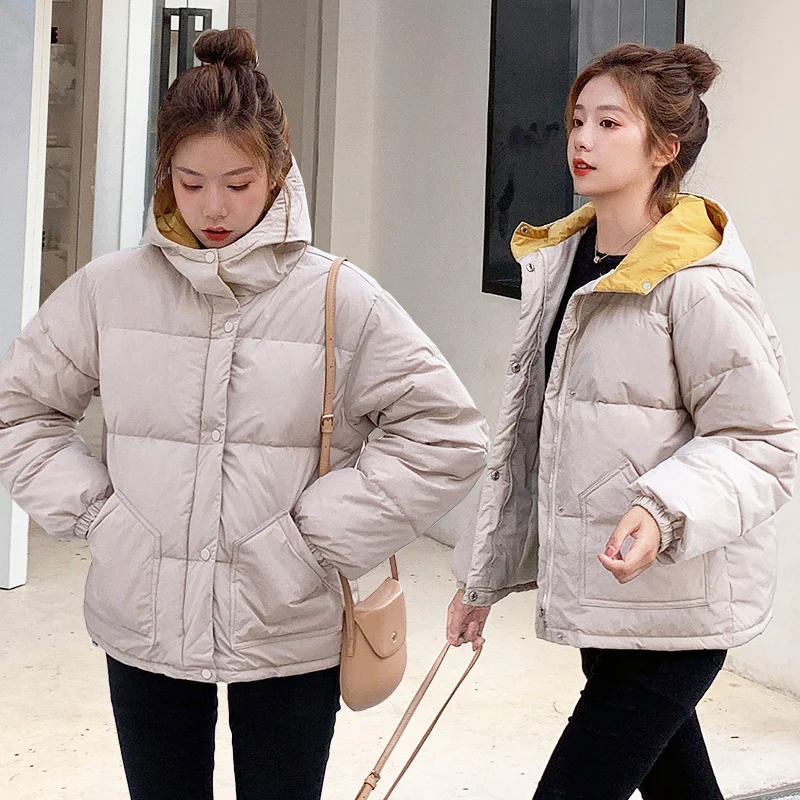 Женская парка 2019 Зимняя Куртка Свободная Повседневная с капюшоном пуховая