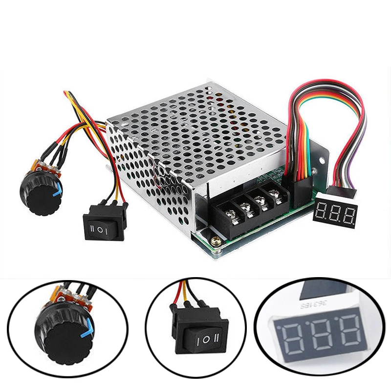 

Regulating Current DC Motor Speed Controller DC 10-55V 12V 24V 36V 60A PWM Motor Speed Controller CW CCW Reversible Switch