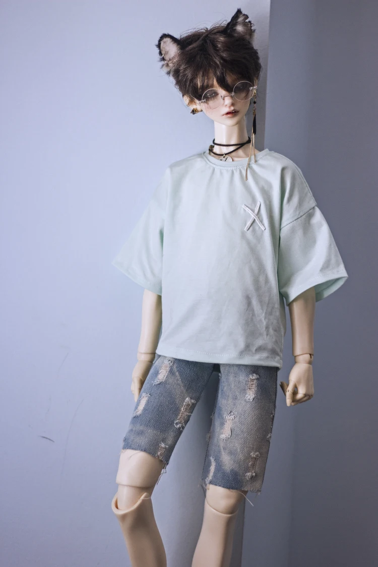 BJD doll clothes for 1/3 1/4 MSD DD Uncle size back printed silhouette loose-fitting T-shirt with 2 colors accessories |