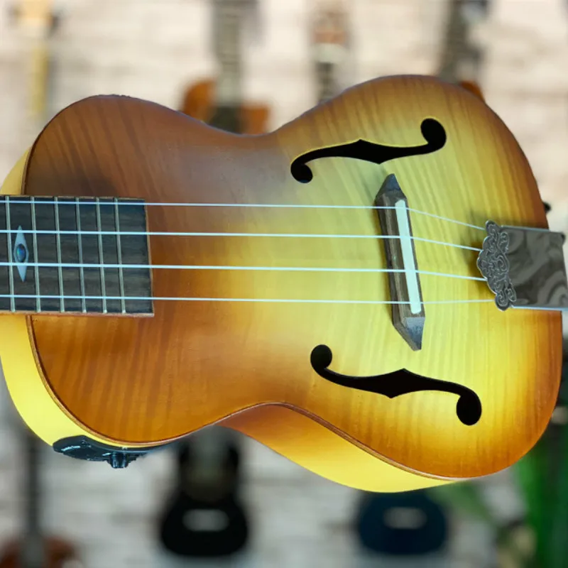 Джазовая укулеле 23 дюйма All Maple Mini Electri концертная акустическая гитара 4 струны Гавайская звукосниматель для путешествий музыкальная гитара