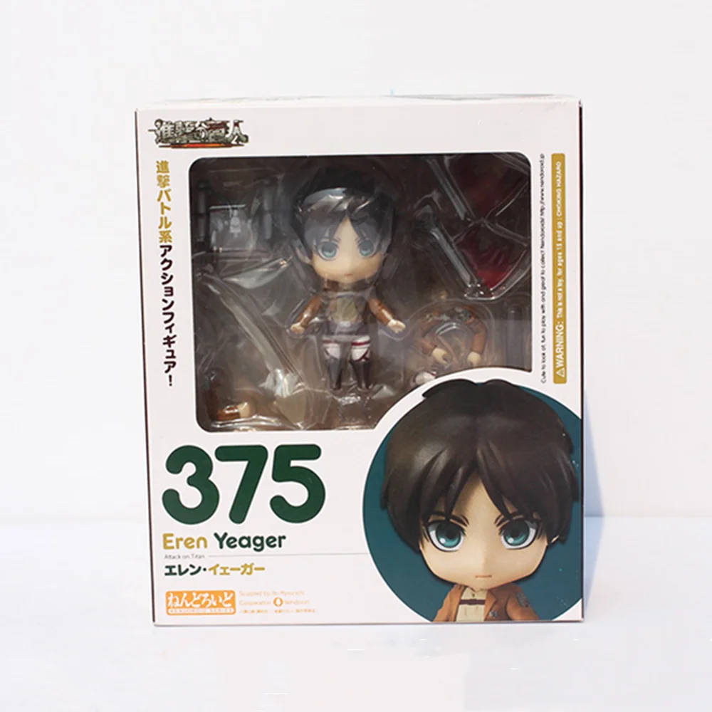 375 with box Attack on Titan Levi Ackerman 390 417 Eren Jaeger 375 Аниме Фигурка Nendoroid Ver. ПВХ милые игрушки для детей модель фигурки - Цвет: 375 with box