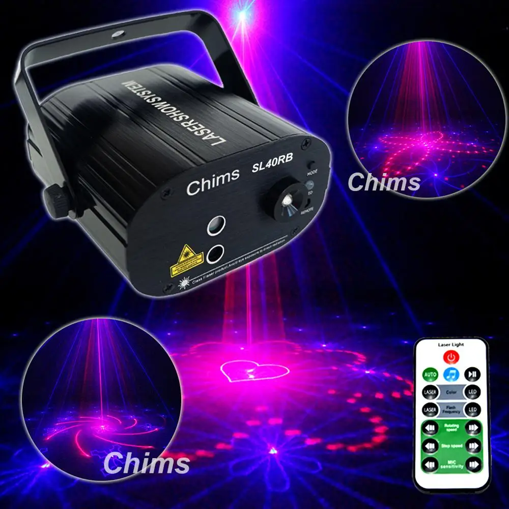 Chims лазерный светильник для вечеринки RB 40 Gobo LED освещение для сцены проектор для света семейная Дискотека танцевальная музыка Рождество фес...