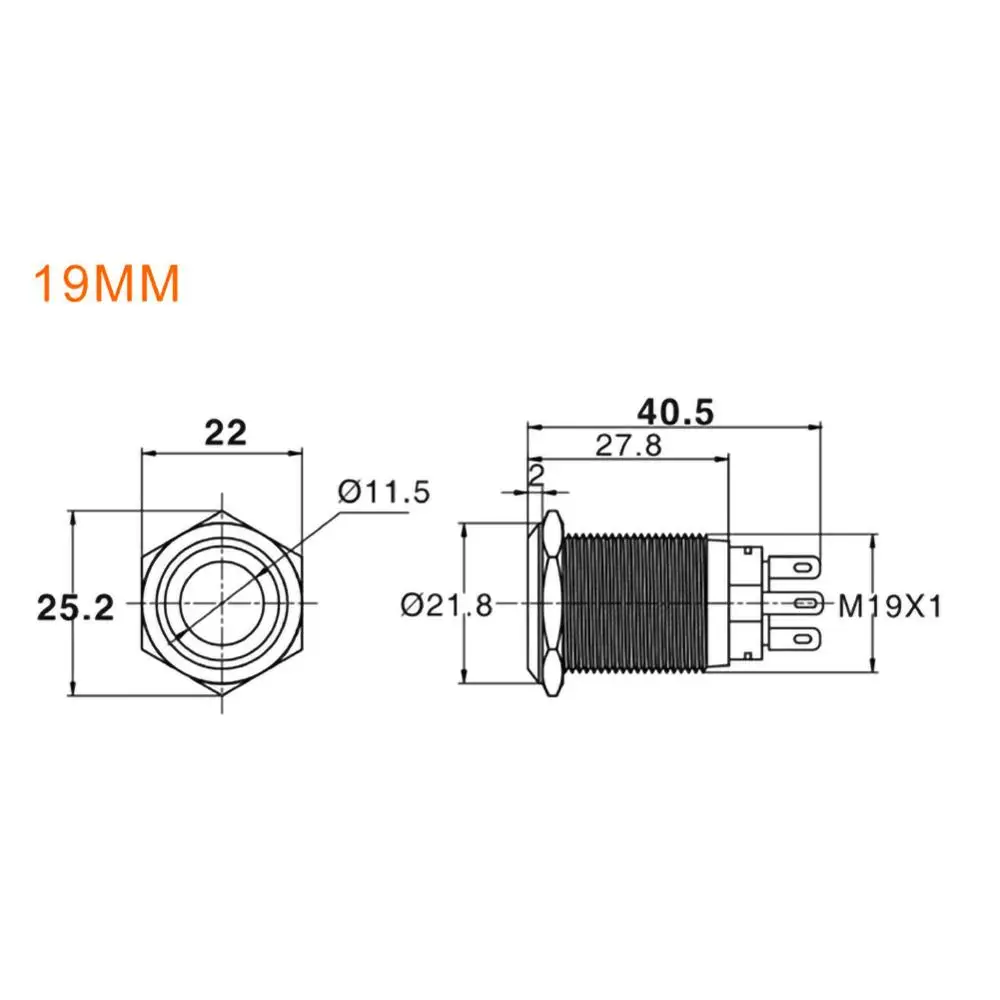19mm Metal push button switch LED Power Switch Waterproof Engine Stainless Steel Car Auto Motorcycle Starter | Автомобили и