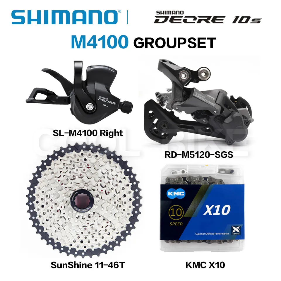 

SHIMANO DEORE M4100 10S Groupset MTB Mountain Bike Groupset 1x10-Speed 11-42T 11-46T M5120 Rear Derailleur M4100 Shift Lever