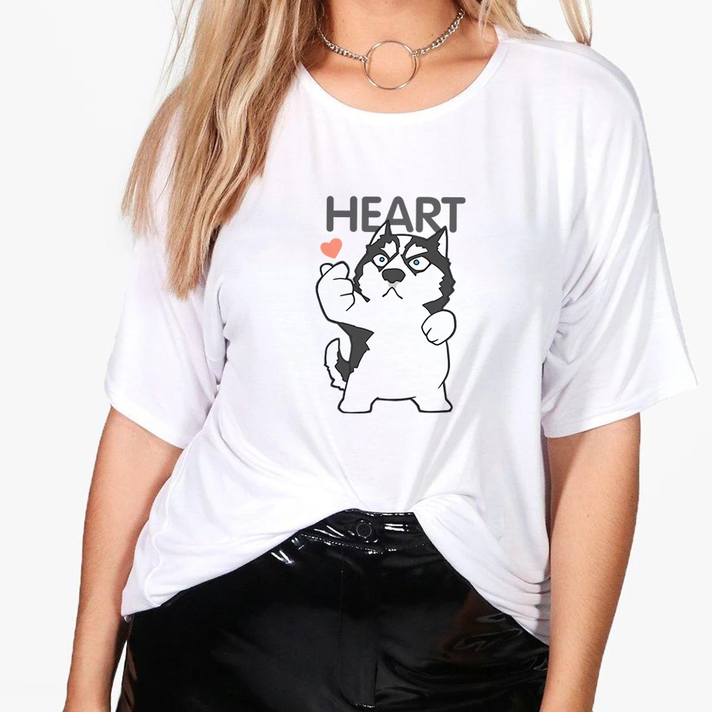 

Beautiful Lively Popular Women Shirt HEART Style Versatile White Short Sleeve Gorgeous Simplicity Casual Fashion Summer Top