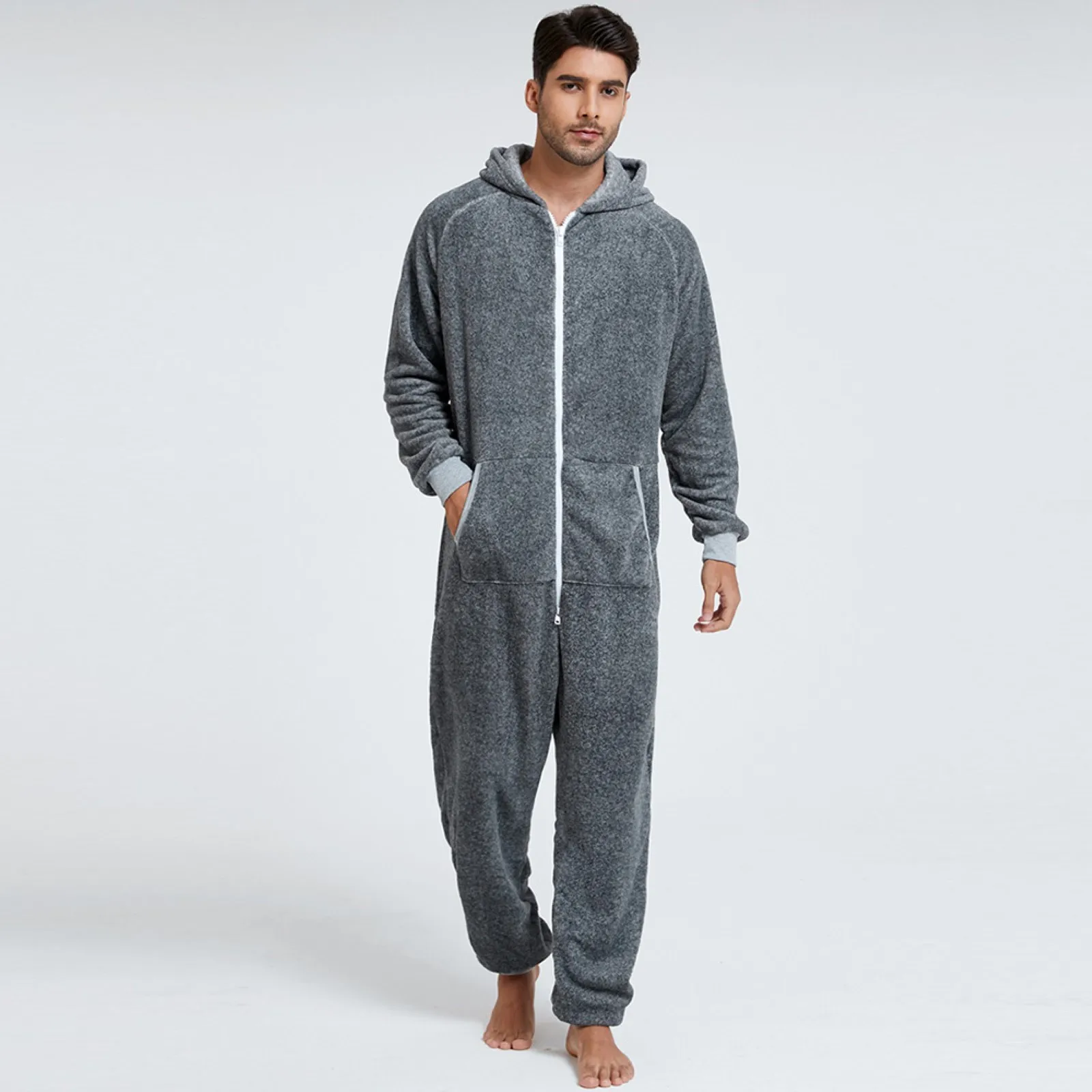 

Men Warm Teddy Fleece Onesie Fluffy Sleep Lounge Adult Sleepwear One Piece Pyjamas Male Jumpsuits Hooded Onesies For Adult Men