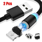 Магнитный кабель Micro USB для Samsung Android, 2 шт ., USB Type-C, зарядка для iPhone 11, XR, Samsung, магнитный шнур зарядного устройства