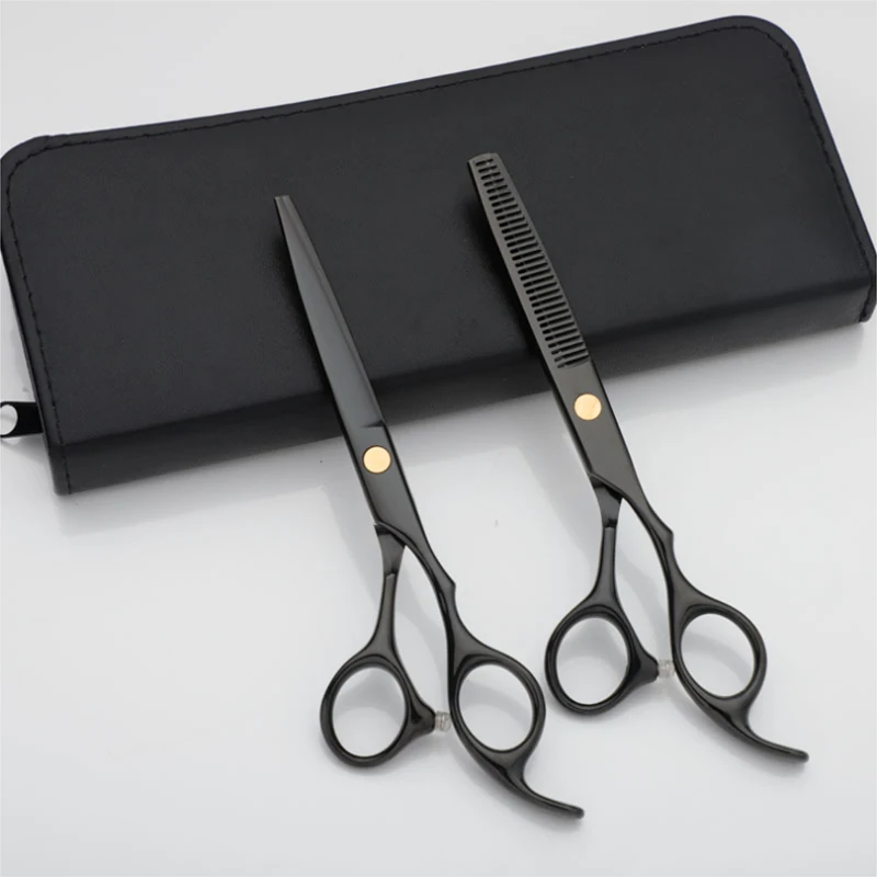 

Hairdressing Scissors Combination Set Flat Scissors Scissors Black 6 Inch Sharp Household Hair Salon Professional