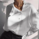 ZANZEA 2020, модные топы и блузки размера плюс, элегантные женские рубашки на пуговицах со стоячим винтажным воротником, топики Blusas 7