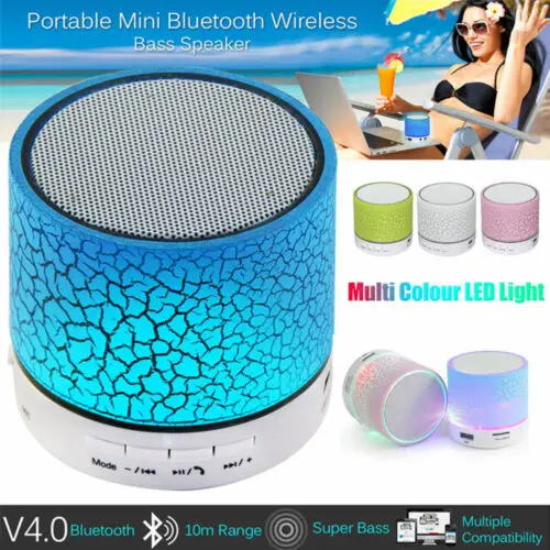

Universal New Rechargeable Wireless Bluetooth Speaker Portable SD Card Mini LED Light Music USB Speaker for Smartphone Computer
