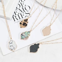 moroccan abalone shell pendant long chain sweater necklaces for women leopard snakeskin leather pendant neckalces girl gift new